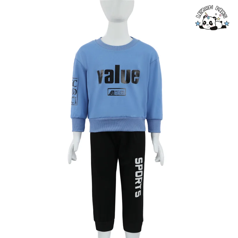 LEZONKIDS - Children's Sports Suit Spring, Autumn and Winter Boys' Full-sleeved T-shirt Pants 2-piece Cotton Suit Children's Clothing Suit